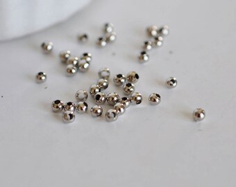 Platinum intercalary beads, silver beads, jewelry creation, silver brass, round silver bead, 10 grams, 3mm, G2603