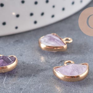 Pendentif lune améthyste,pendentif bijoux,pendentif pierre, pierre naturelle,amethyste naturelle,pendentif pierre,13.5mm x1 -G6309