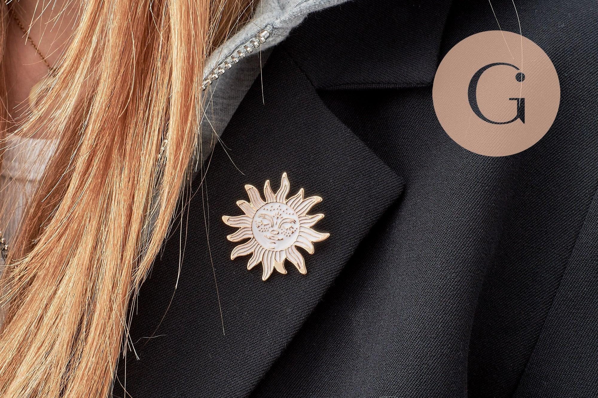 Broche Vintage œil Soleil En Aluminium - Accessoire Rétro