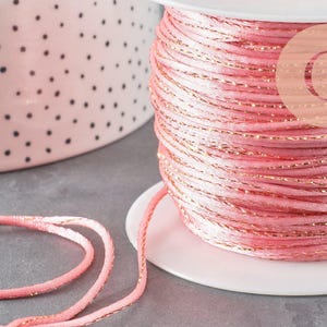 Cordon rose or, fabrication bijoux, création bijoux,ruban mariage,fourniture créative, scrapbooking, largeur 1.5mm, longueur 1 mètre G3762