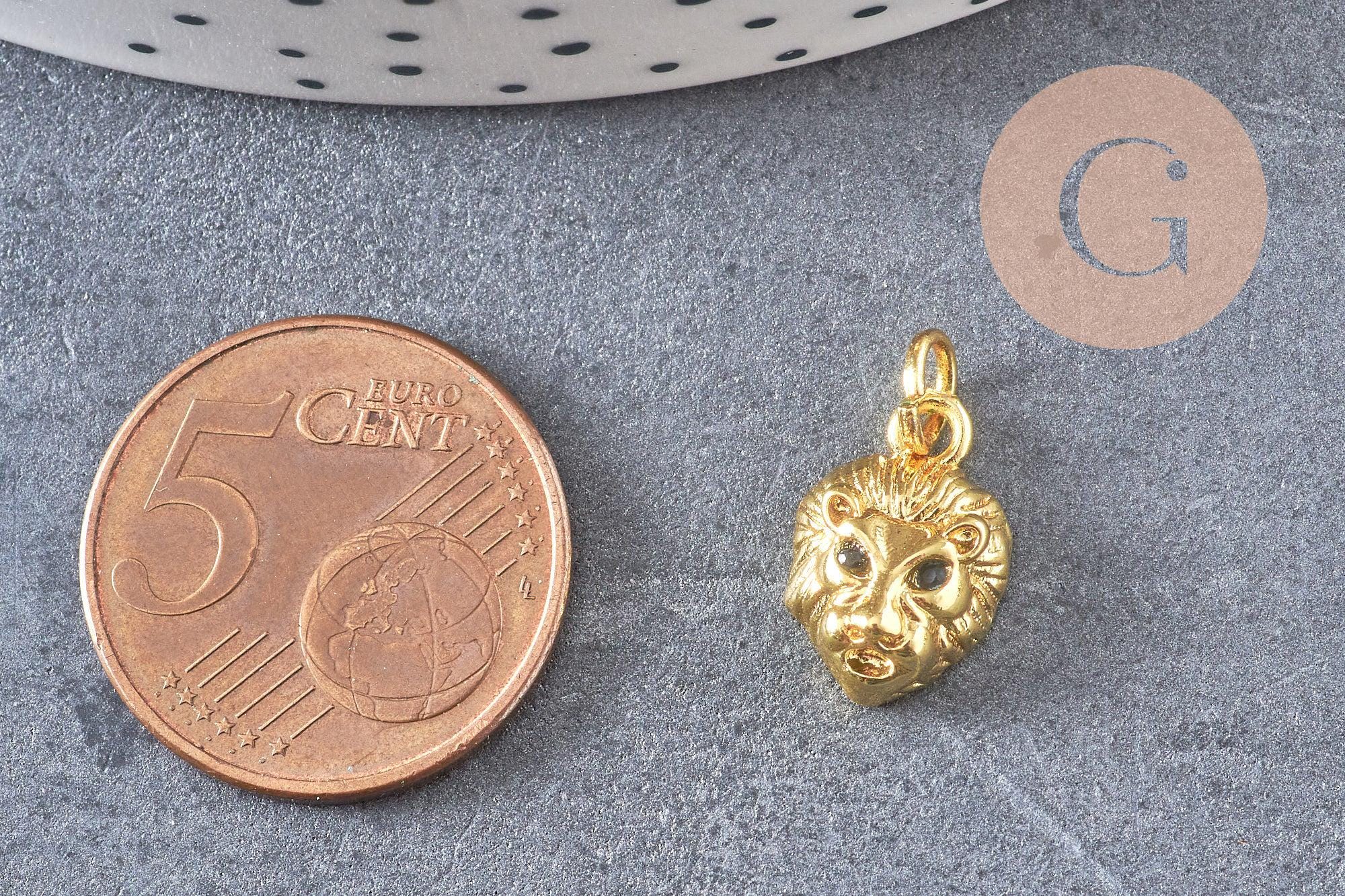 Pendentif Tête De Lion Doré - Format 7.5 X 8.5 Cm - Neuf Avec Étiquettes