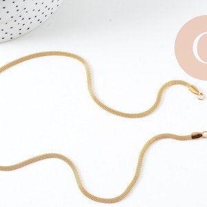 Collier chaine maille complète acier 304 inoxydable dorée 14k 3mm/45cm, x1 (G0580)