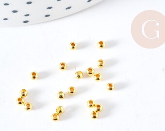 Round gold-plated brass spacer beads, 2.4mm, x 1g (G9841)
