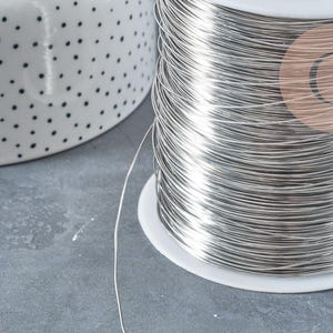 Fil d'acier 304 inoxydable platine argenté 0.4mm, x1 mètre (G8847)