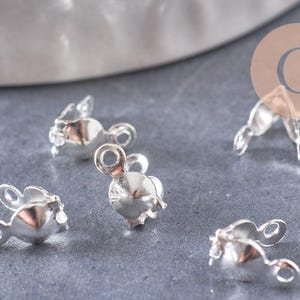 connecteurs argentés, fourniture créative,cache noeud, chaine boule, fabrication bijoux, apprêts argentés, lot de 50,3.9grammes-G531