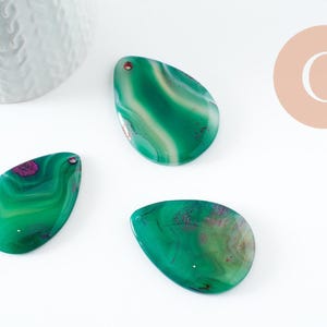 Natürlicher grüner Achat ovaler Tropfenanhänger 55 mm, Anhänger zur Schmuckherstellung, Stein, x1 G4797
