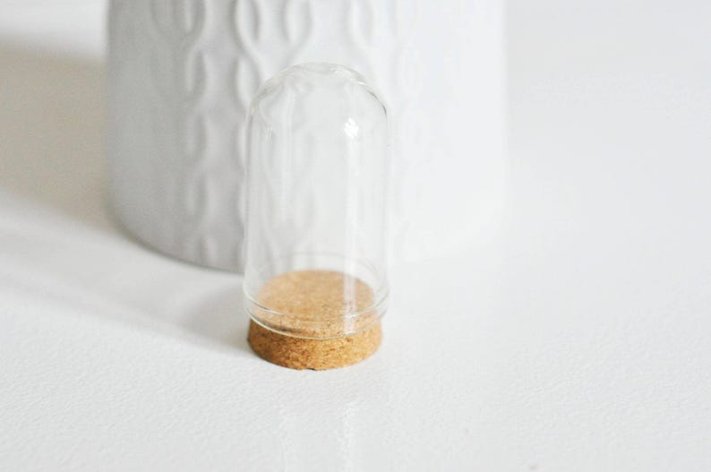 Mini cloche en verre et support en liège 44.5mm, x1 (G1687)