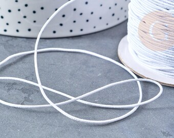 White polyester elastic cord, 1mm, round elastic cord for jewelry making, 5 meters, G8303