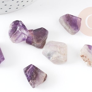Natural raw rolled purple amethyst bead, natural stone, lithotherapy, Amethyst chips, 18-25mm, x2 (G2967)
