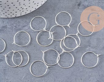 Kolczyki kółka z posrebrzanego metalu, 20 mm, opakowanie 20, 50 lub 100 sztuk (G0648)