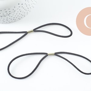 Diadema de cordón elástico de nailon negro, 18 cm, x2 (G0023)