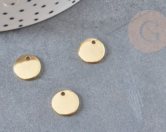 Round medal pendant 304 stainless steel gold 10mm, gold pendant without nickel X10 (4.5gr) G0071