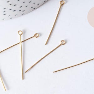 Testa e perni della fibbia in acciaio inossidabile 304 placcati oro 18K, 35 mm, x10 (G8033)