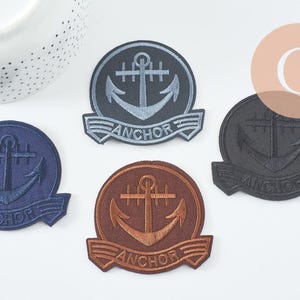Ecusson brodé à repasser ancre marine 79mm customisation vêtement, écusson thermocollant,patch écusson brodé, x1 G9768