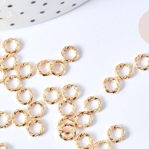 Anelli aperti a spirale, in ottone placcato oro, 6 mm, 20 pezzi (G7915)