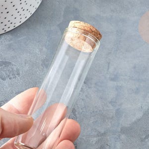 10cm borosilicate glass test tube with cork stopper, x1 (G7432)