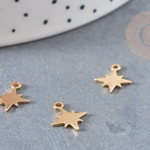 Pendentif étoile polaire acier 304 inoxydable doré IP 11.5mm, x2 (G6326)