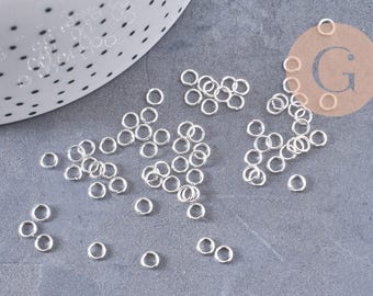 Pierścienie żelazne okrągłe posrebrzane, 4mm, x100 (G0823)