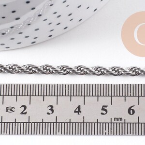 Collier Chaine complète torsadée acier 304 inoxydable platine 3.8mm/60cm, x1 (G1113)