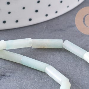 Perle amazonite naturelle 13mm tube, perle pierre x1 fil de 40cm (G5204)