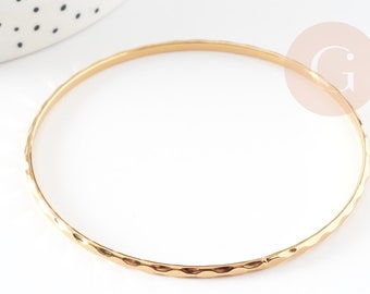 Striated 14k gold steel bangle bracelet, stainless gold, water resistant bracelet, nickel free, 68mm, X1 G5961