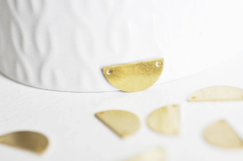 Raw brass semi-circle connector 5 geometric pendant jewelry creation 15mm lot,G2562 connectors raw brass