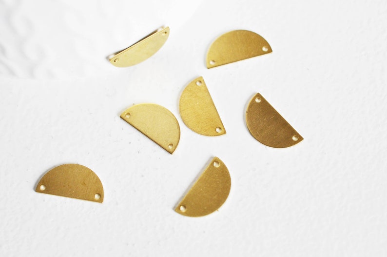 Raw brass semi-circle connector 5 geometric pendant jewelry creation 15mm lot,G2562 connectors raw brass