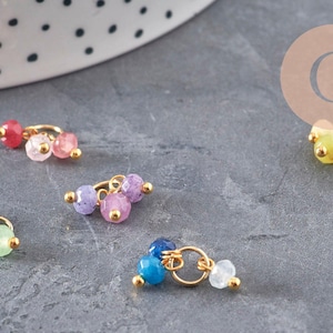 Breloque perles jade naturel coloré acier 304 inoxydable doré 11mm, x1 (G11148)
