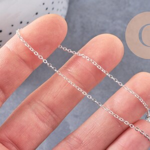 Collier Chaine complète avec fermoir laiton argenté forçat 2mm-40cm, x1 (G0574)