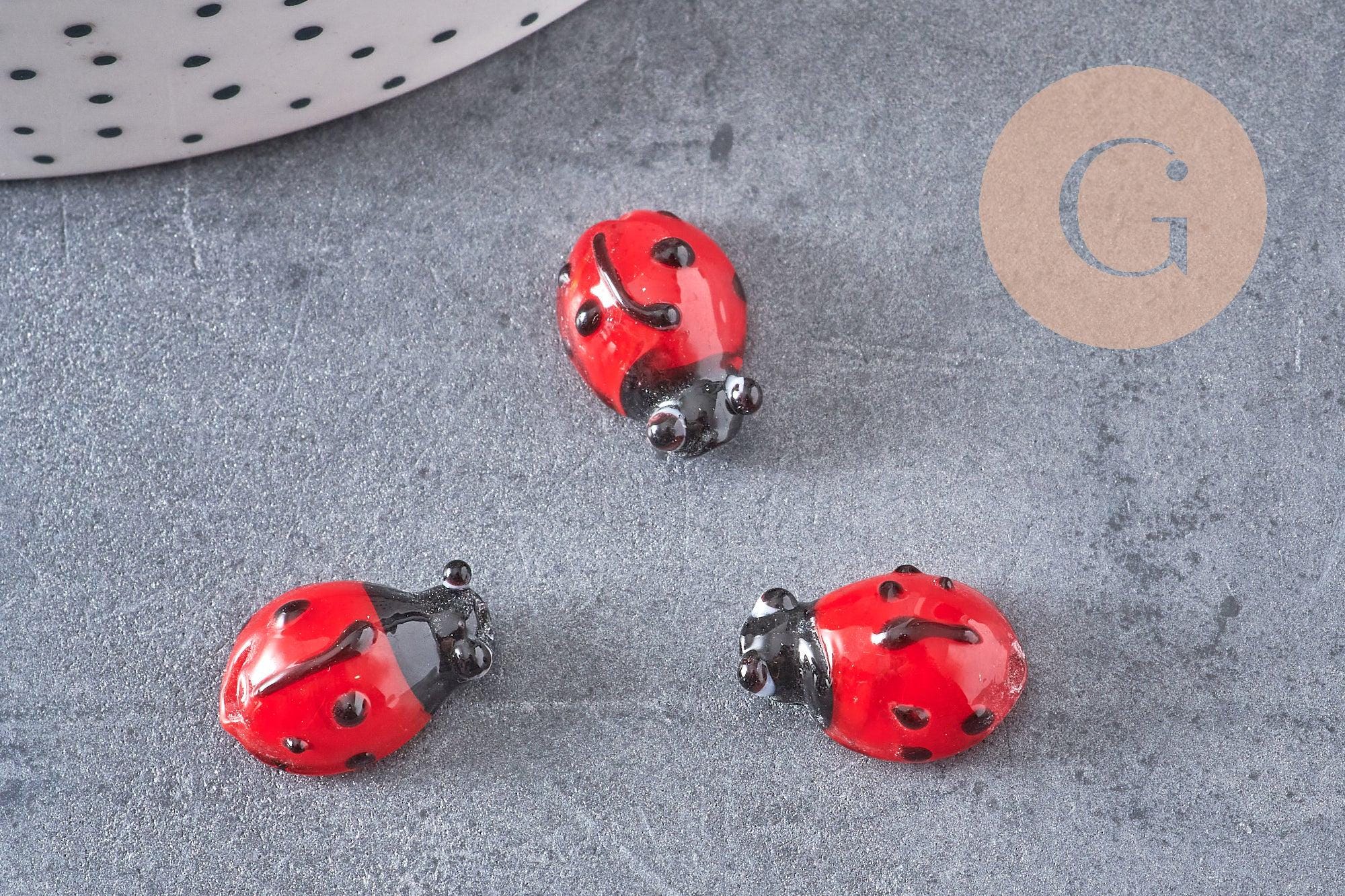 Lot De 5 Breloques Coccinelle Rouge - Perles Fantaisie Pour Création De Bijoux