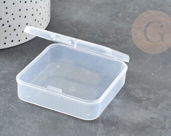 Square plastic bead storage box, 6.4cm, x1 (G0165)