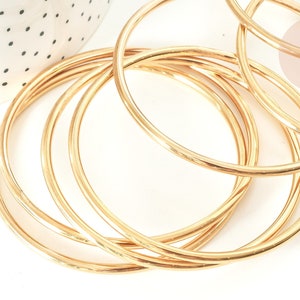Smooth round bangle bracelet 3mm 304 stainless steel gold 69mm, gold stainless steel, nickel-free bracelet, X1 G7736