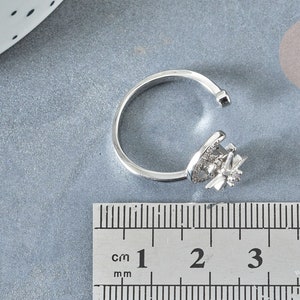 Adjustable Ring Rotatable Moon Star Brass Platinum Zircon White 16.9mm, Thin Ring to Gift, Jewelry to Gift, 16.9mm G8031