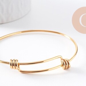 Bracelet réglable jonc lisse acier 304 inoxydable doré 63-65mm, x1 (G2915)