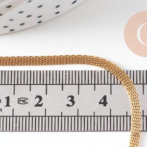 Collier chaine maille complète acier 304 inoxydable dorée 14k 3mm/45cm, x1 (G0580)