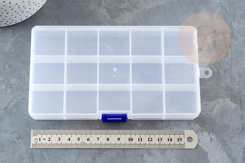 Boite rangement perles en plastique rectangulaire 17cm, x1 (G1350)