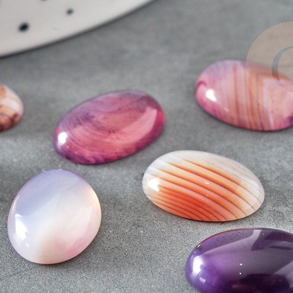 Cabochon ovale agate violette,  agate naturelle pour créer des bijoux en pierre naturelle ,18x13mm, X1 G1557