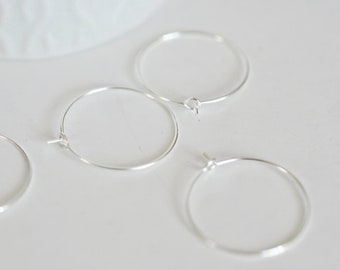 Silver metal hoop rings, earring supplies, earring creation, golden brass hoop earrings, lot of 20-50-100, 25mm-G0083