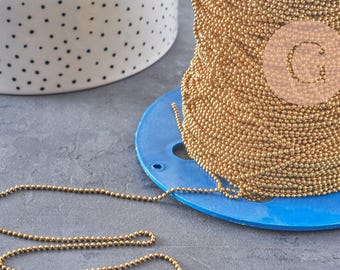 Raw brass ball chain 1.5mm, jewelry chain, ball chain, nickel-free, x 5 meters (G2491)