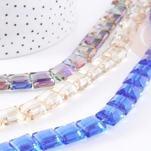 12mm faceted iridescent square glass bead, x5 beads (G9076)