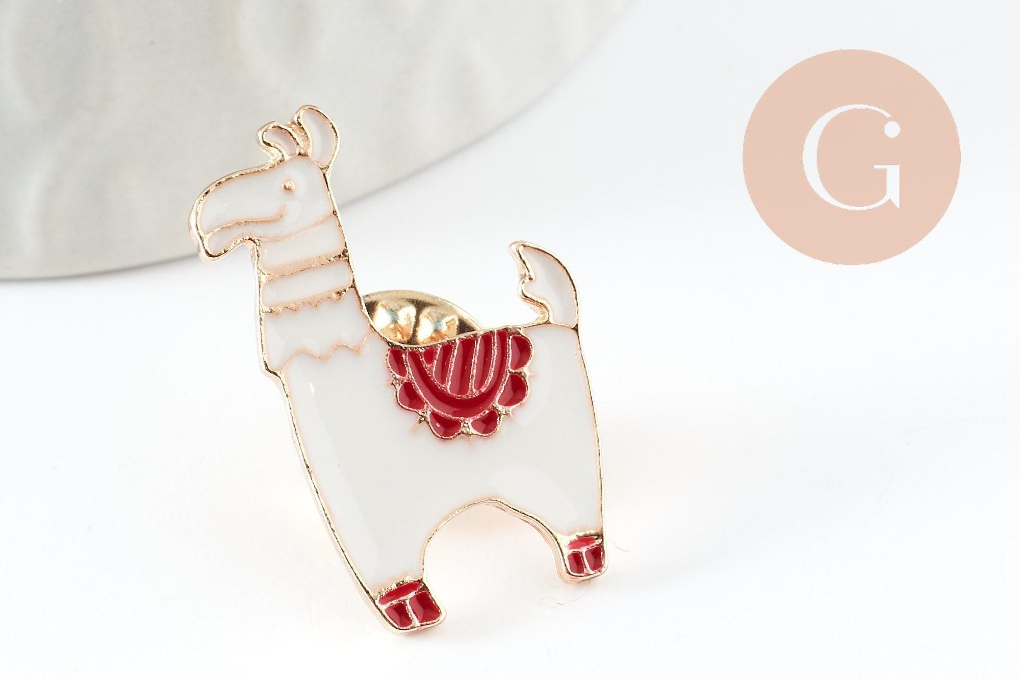 Broche En Résine Argentée Motif Lama - Occasion En Parfait état