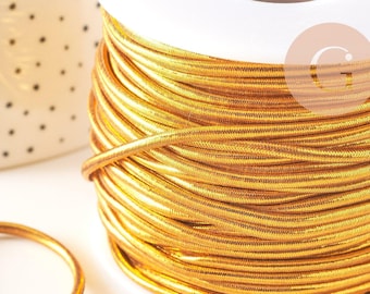 Gold-plated nylon elastic cord, 2.5mm, x1 meter (G10517)
