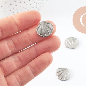 cabochon coquillage acier inoxydable platine 18.5mm, x1 (G10193)