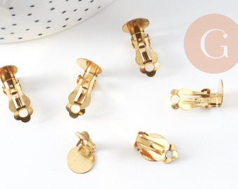 boucle Clip laiton brut, fournitures créatives,suppprt boucles clips,oreille non percée, création boucles d'oreilles, lot de 10,16mm-G1520