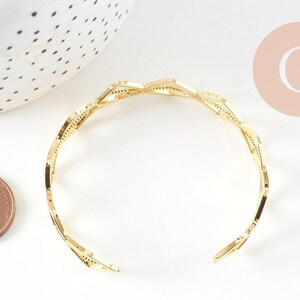 Bracelet jonc réglable lisange laiton doré 14k 50mm, x1 (G4698)