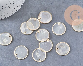 Lot De 10 Perles Breloques Pendentifs En Nacre Fleurs Gris Noir 15mm - DIY Bijoux - Neuf