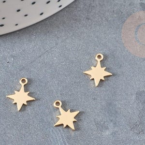 Pendentif étoile polaire acier 304 inoxydable doré IP 11.5mm, x2 (G6326)
