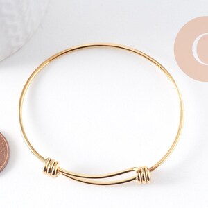 Bracelet réglable jonc lisse acier 304 inoxydable doré 63-65mm, x1 (G2915)