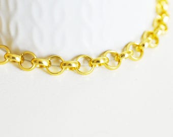 8mm gold-plated aluminum rolo link chain, necklace chain for gold jewelry making x1 meter G4060
