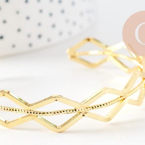 Bracelet jonc réglable lisange laiton doré 14k 50mm, x1 (G4698)